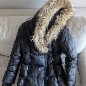 Mackage Adali Black Puffer Jacket with Faux Fur Hood